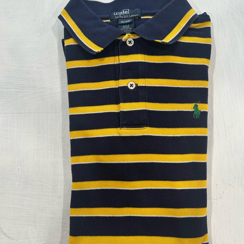Polo by Ralph Lauren Kids Navy and Gold Striped Preppy Polo